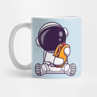 Cute Astronaut With Hot Dog Cartoon Mug